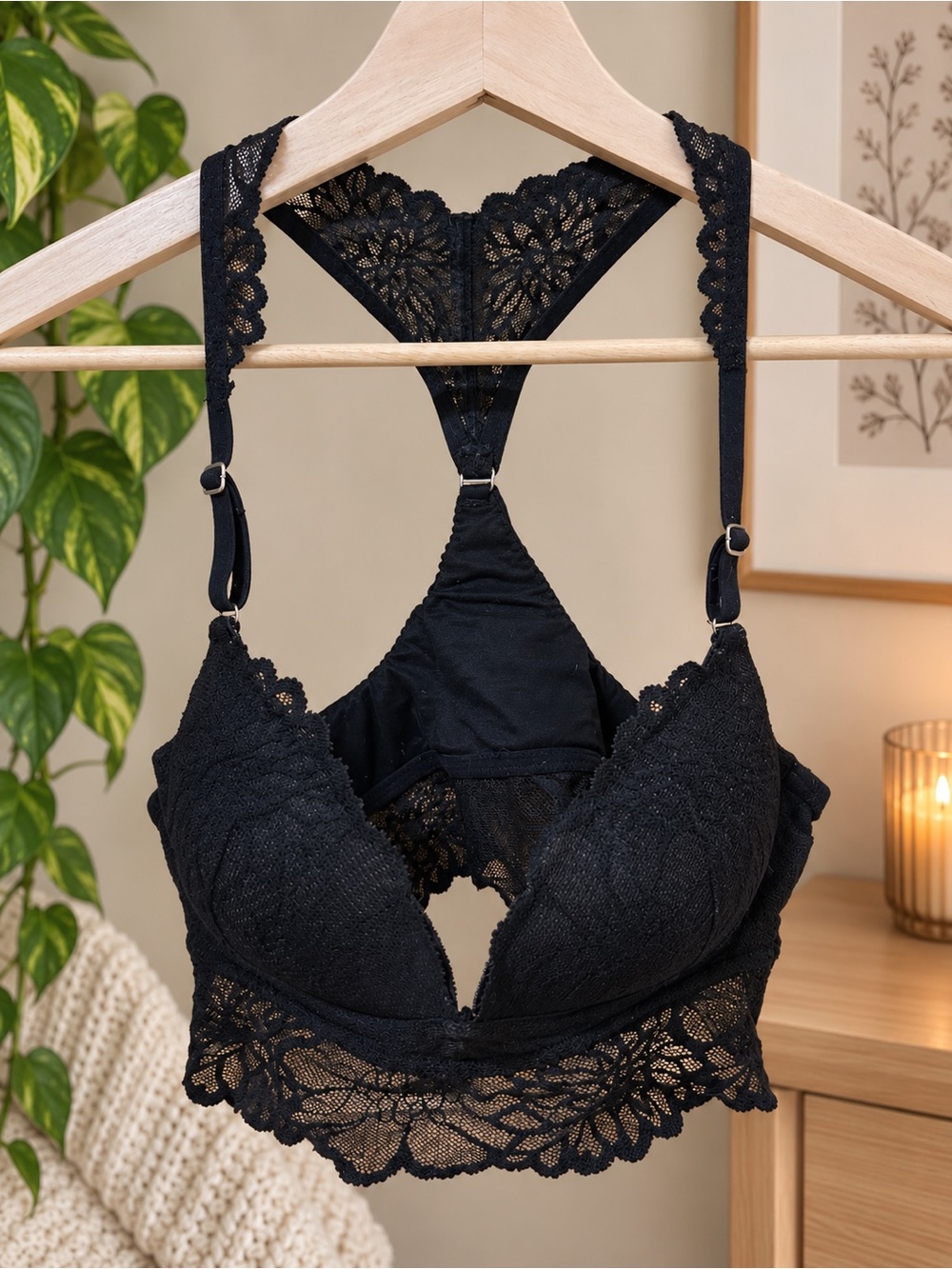 PINK | Victoria's Secret | Small | Black Lace Racerback Bralette